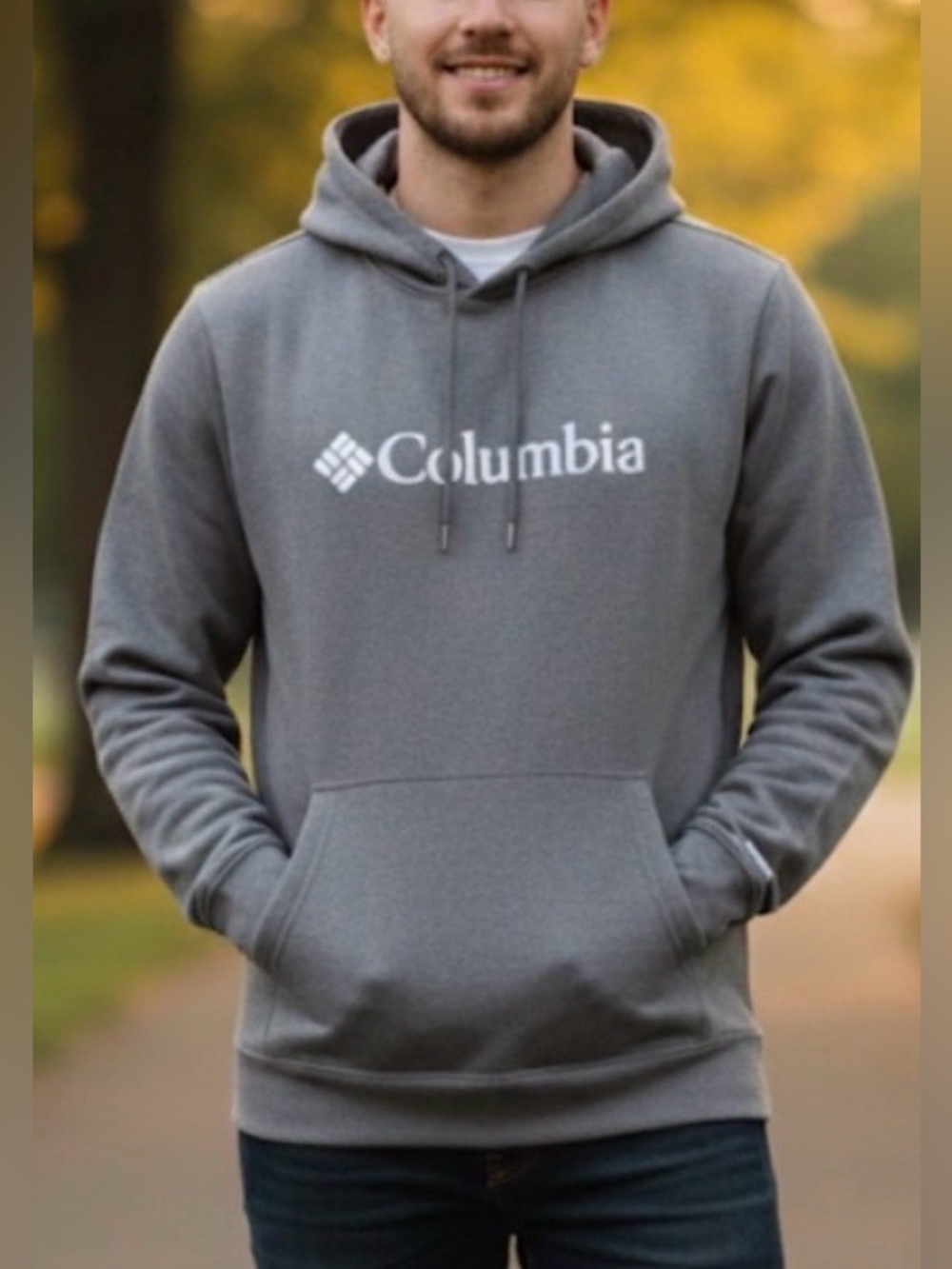 Columbia Sportswear Gray Spell Out Pullover Hoodie with Relaxed Fit Mens Size XL